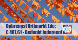 € 407,61 Opbrengst Vrijmarkt Koningsdag 2016