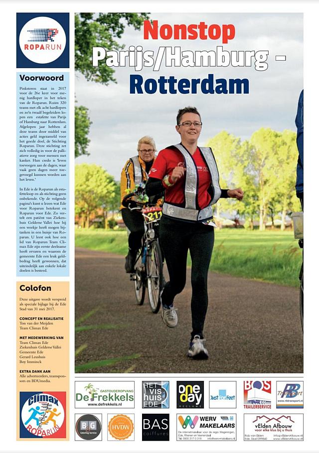Voorpagina Roparun-Bijlage EdeStad 2017